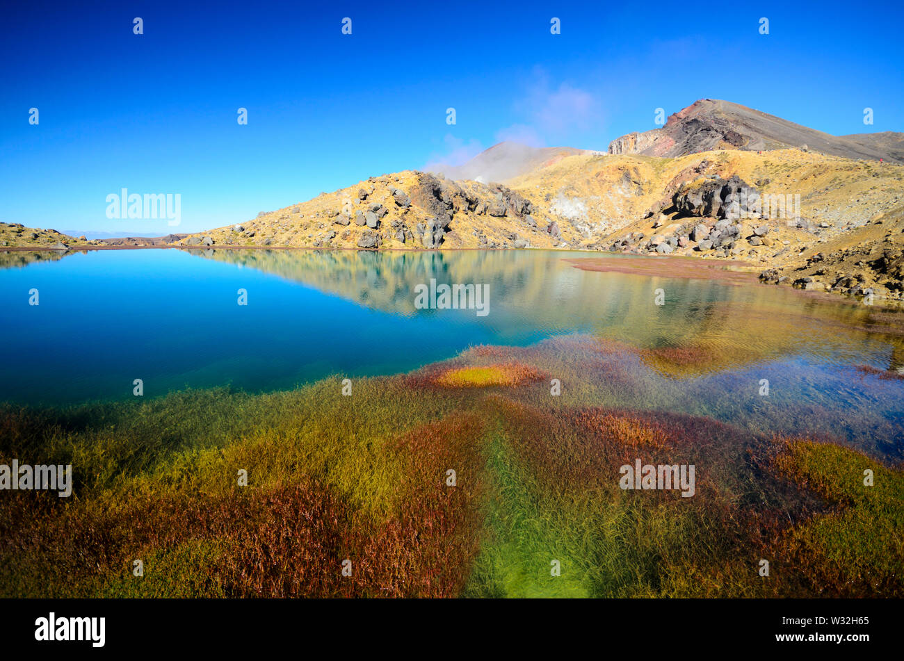 Vista sul Lago Smeraldo, Tongariro Crossing (Nuova Zelanda) Foto Stock