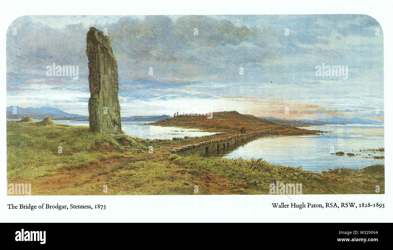Il ponte di Brodgar, Stenness, 1875. Da Walter Hugh Patton (1828-1895). Foto Stock