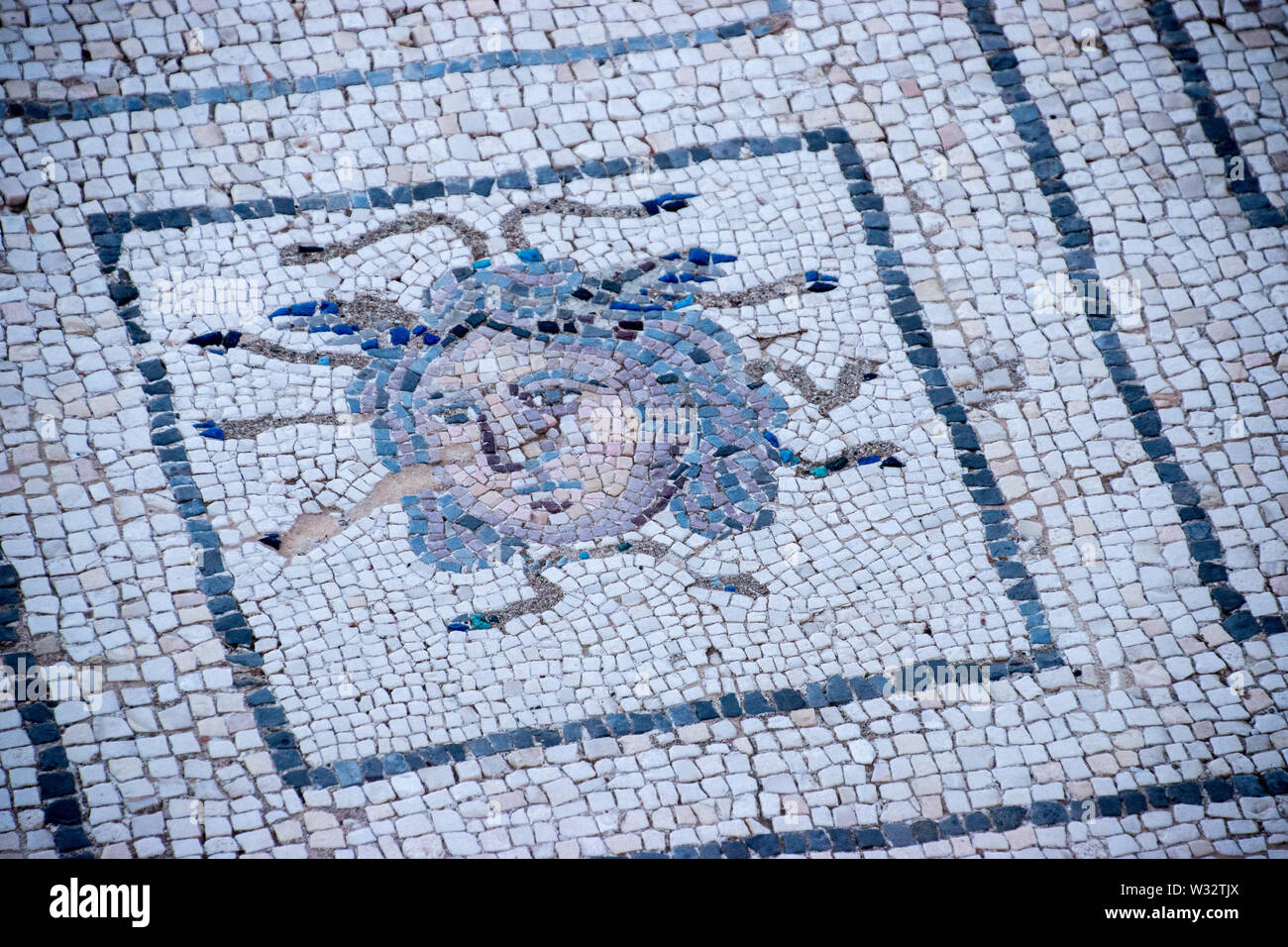 Un mosaico romano di Medusa da Merida, Spagna Foto Stock