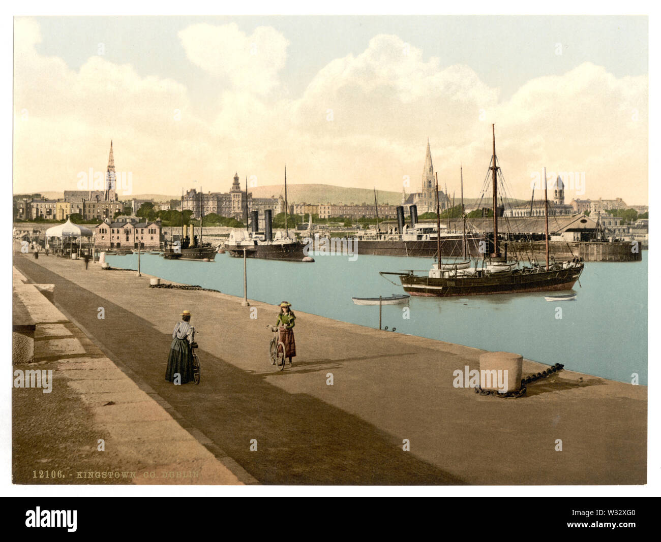 Il porto di Kingstown, Co Dublin, Irlanda, in circa 1895 - originale Foto Stock