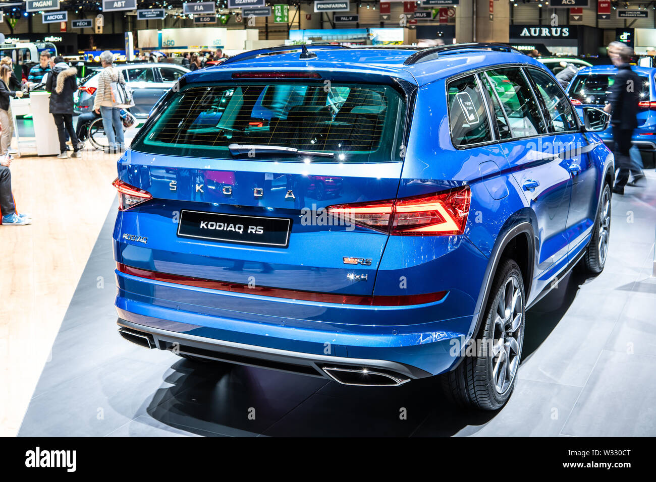 Ginevra, Svizzera, marzo 2019 blu KODIAQ Skoda RS, Geneva International Motor Show, SUV prodotta da Czech produttore di automobili Skoda auto Foto Stock