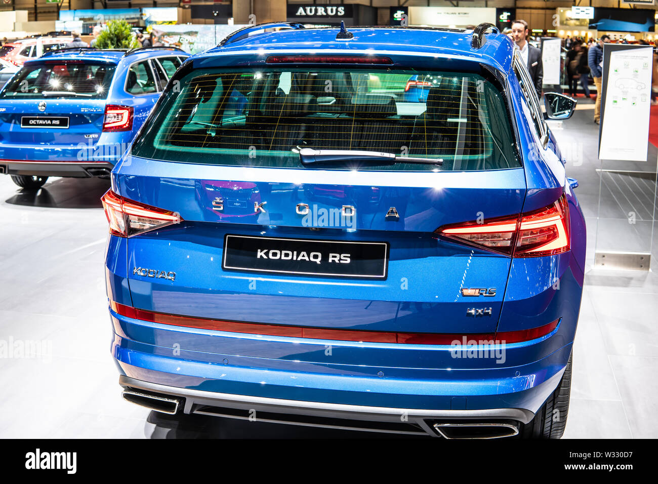 Ginevra, Svizzera, marzo 2019 blu KODIAQ Skoda RS, Geneva International Motor Show, SUV prodotta da Czech produttore di automobili Skoda auto Foto Stock