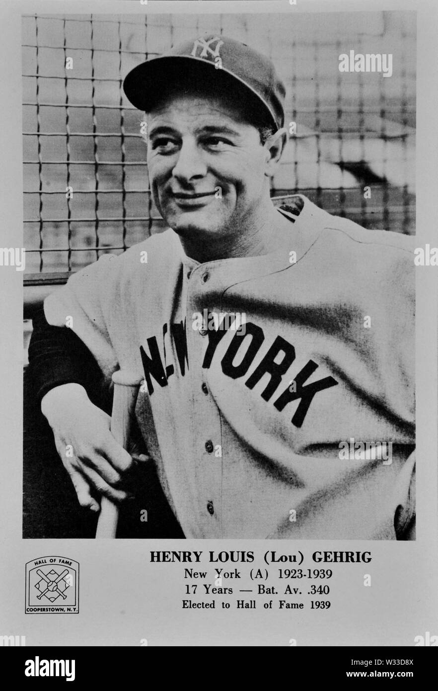 Lou Gehrig di New York Yankees in foto souvenir Foto Stock