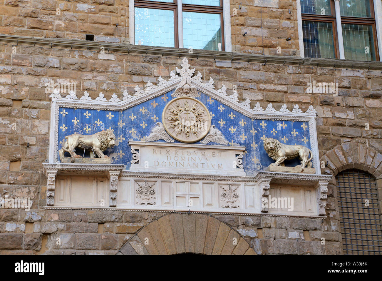 Firenze, Italia - 27 agosto 2018: Palazzo della Signoria Piazza della Signoria a Firenze. Foto Stock