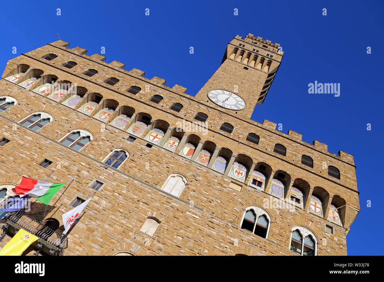 Firenze, Italia - 27 agosto 2018: Palazzo della Signoria Piazza della Signoria a Firenze. Foto Stock
