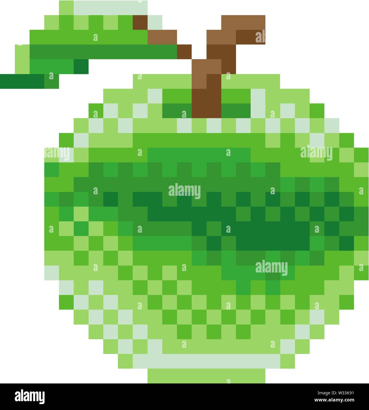 Apple arte pixel a 8 bit Video Game Icona di frutta Illustrazione Vettoriale