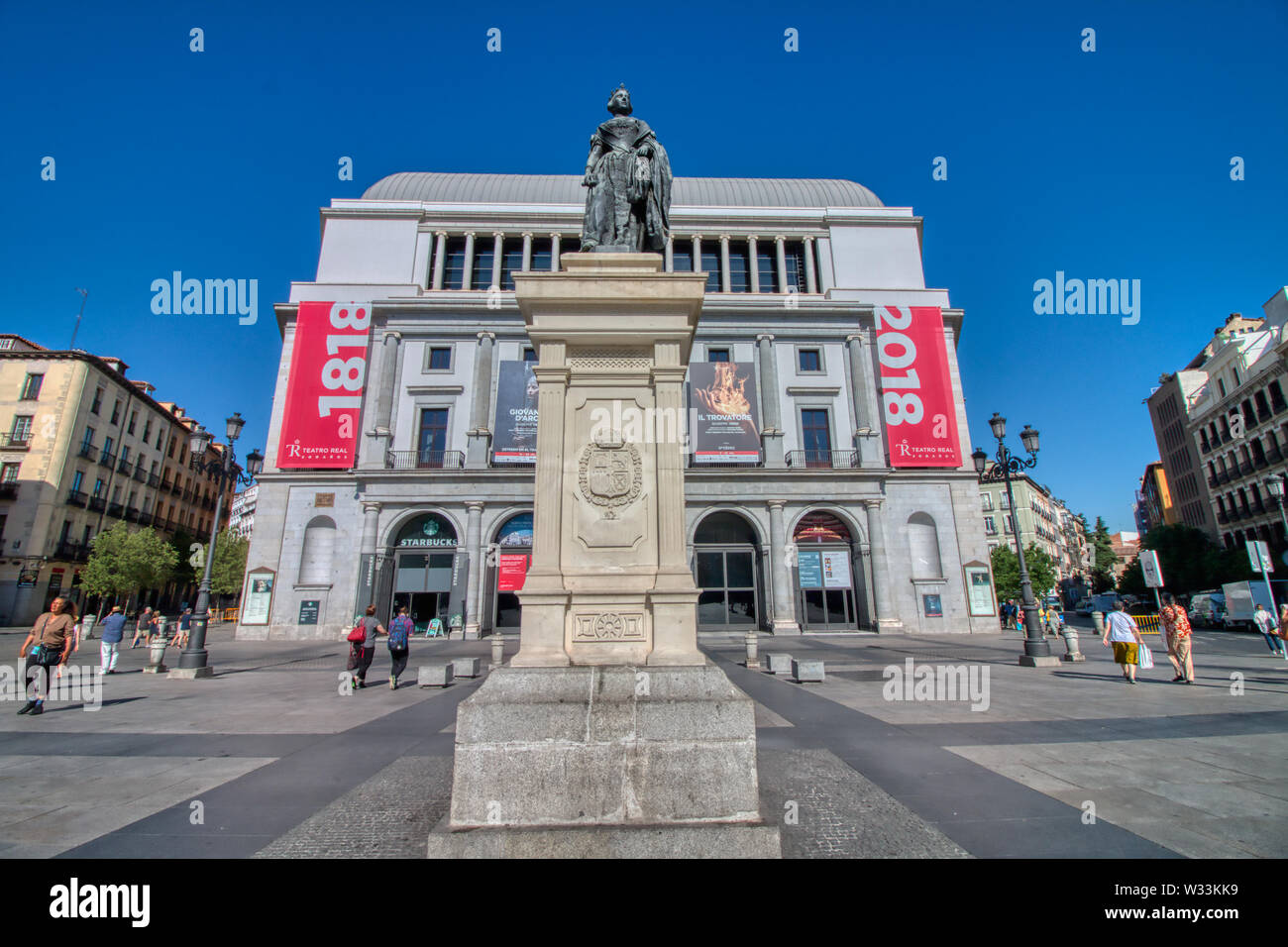 Madrid, Spagna - 21 Giugno 2019: oggi il Teatro Reale opera è uno dei più grandi teatri d'Europa che ospita grandi produzioni che interessa i principali ospiti int Foto Stock