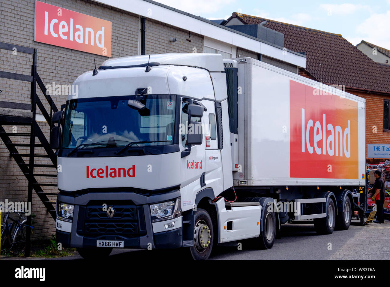 Un Islanda camion di consegna Foto Stock