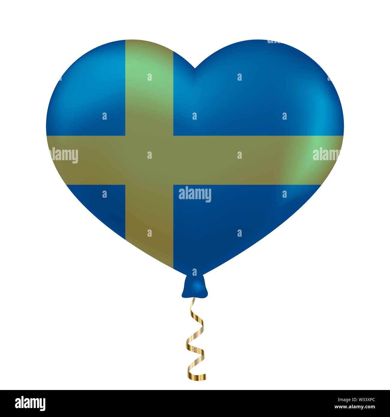 Bandiera della Svezia in forma di cuore. illustrazione vettoriale. Illustrazione Vettoriale