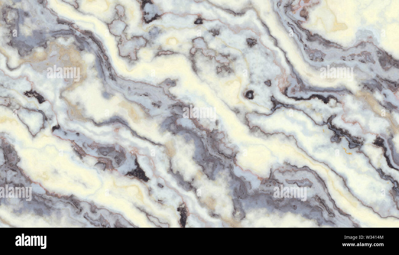 Marmo bianco pattern con parentesi grigio e nero nelle vene. Abstract texture e background. 2D illustrazione Foto Stock