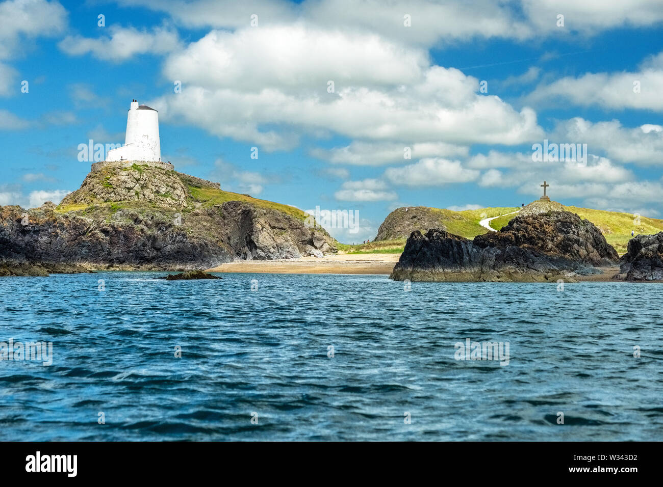 Ynys Llanddwyn o isola di Llanddwyn sulla costa occidentale di Anglesey, Galles del Nord, Regno Unito Foto Stock