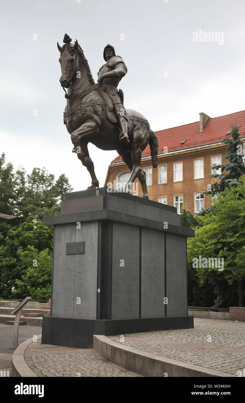 Monumento a Bartolomeo Colleoni a piazza Lotnikow di Szczecin. Polonia Foto Stock