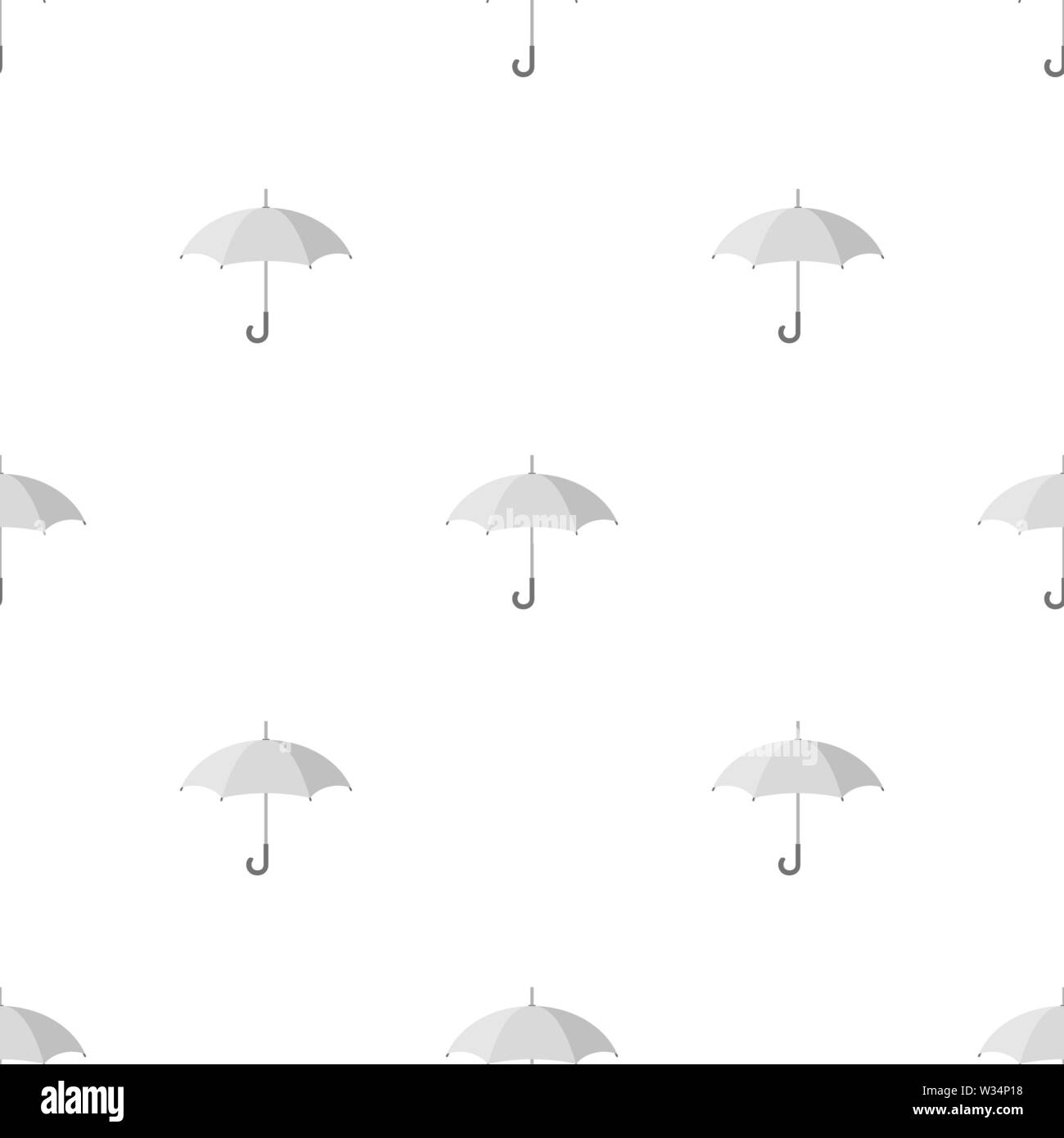 Modello senza cuciture con ombrello bianco icona sullo sfondo bianco. Illustrazione Vettoriale per design, web, carta da imballaggio, tessuto, carta da parati. Illustrazione Vettoriale