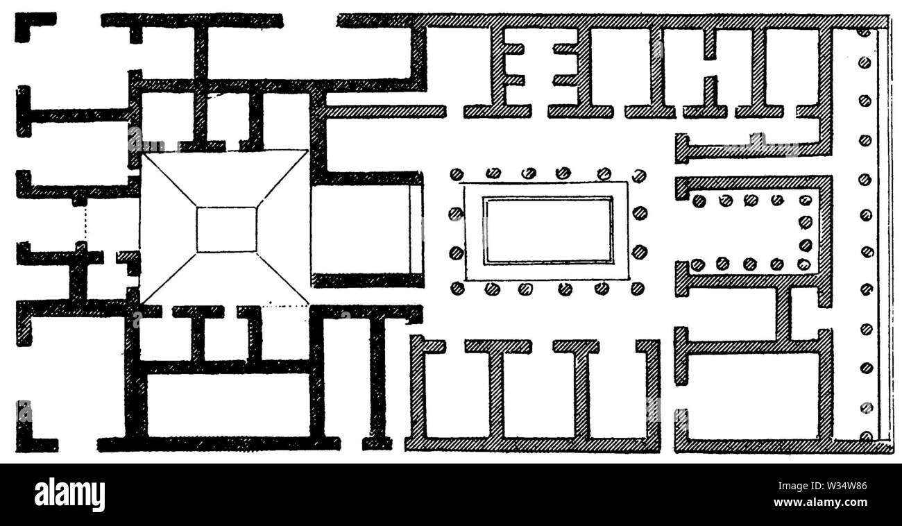 Piano di pavimento di un normale Romano House, , (storia culturale libro, 1875) Foto Stock