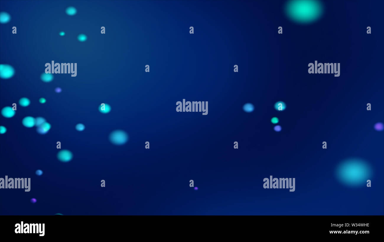 Blu scuro bokeh di fondo con uno sfondo sfocato incandescente sfere bluastro. Blu non focalizzato sullo sfondo bokeh di fondo per lo sfondo sfocato Foto Stock