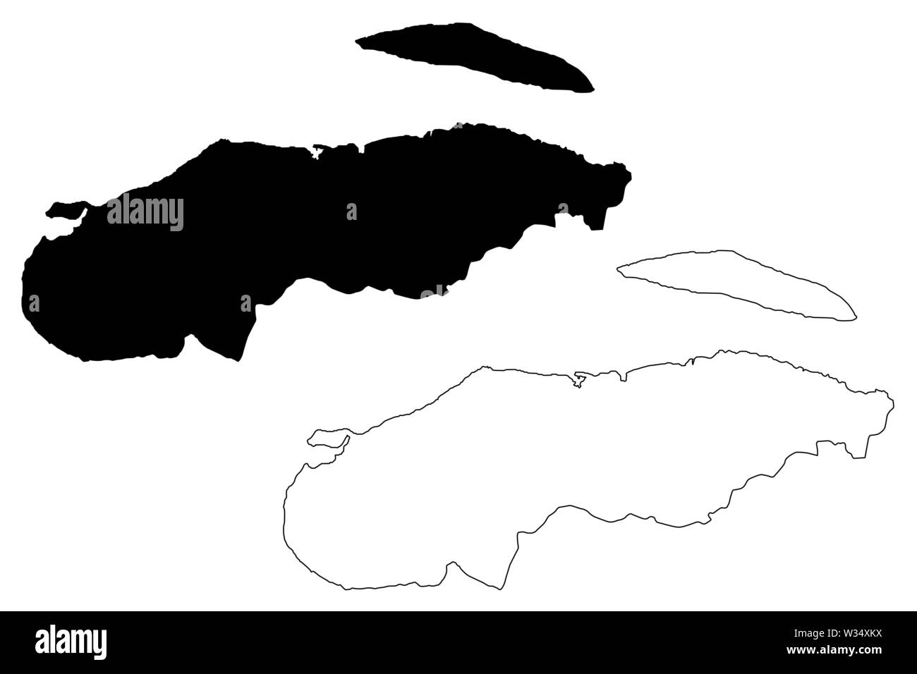 Dipartimento Nord-Ouest (Repubblica di Haiti, Hayti, Hispaniola, reparti di Haiti) mappa illustrazione vettoriale, scribble schizzo Nord-Ouest mappa Illustrazione Vettoriale