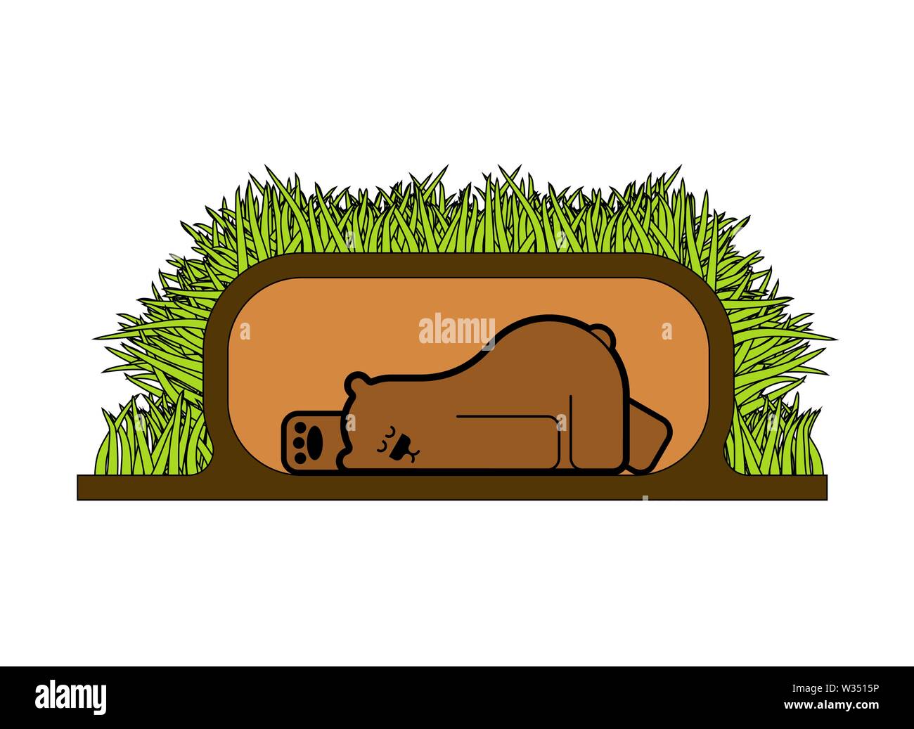 Bear dorme in den. La bestia sta dormendo. illustrazione vettoriale Illustrazione Vettoriale