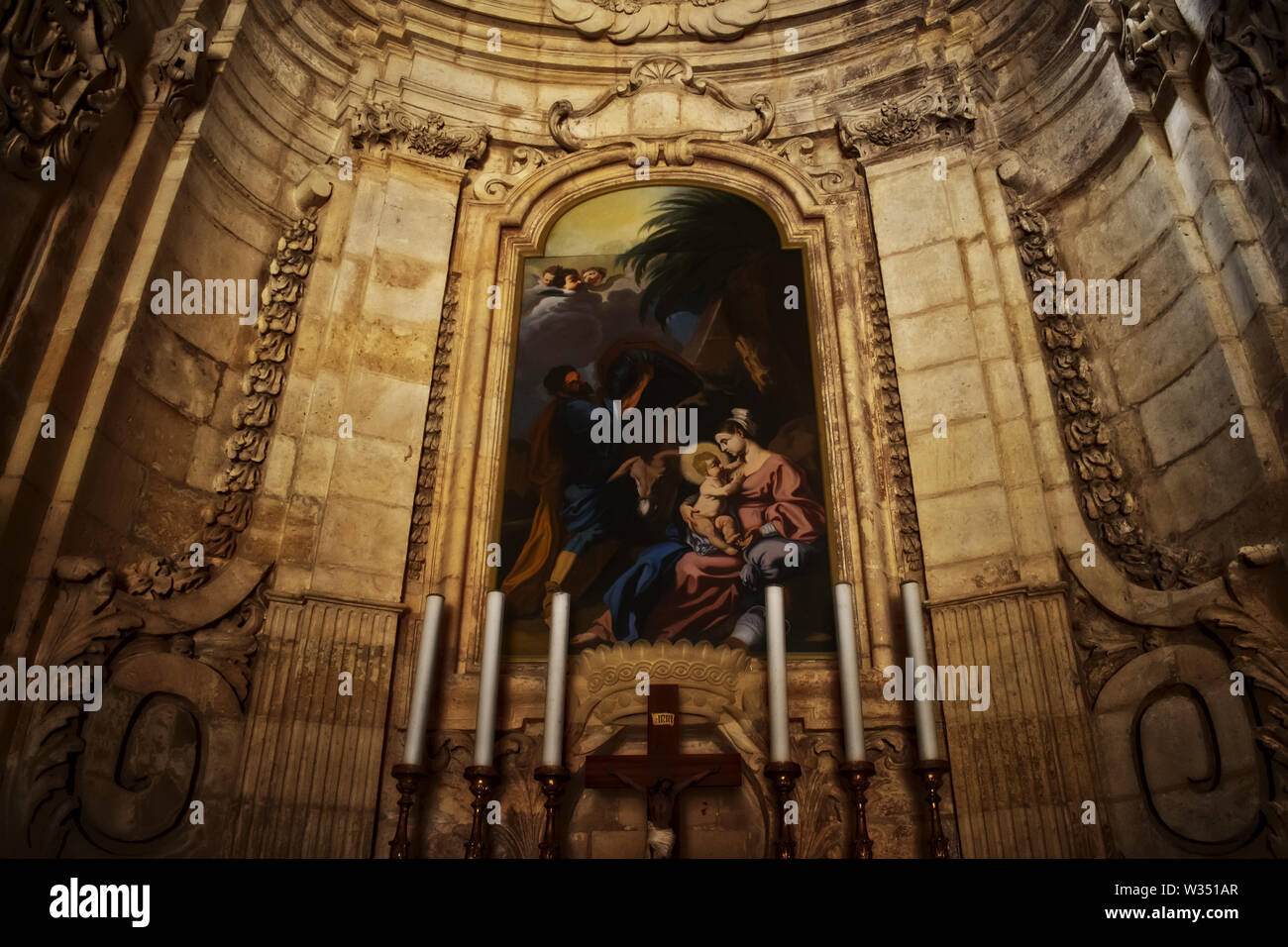 Interno della Cappella della fuga in Egitto. L'interno della cappella della fuga in Egitto situato nel litorale di La Valletta a Malta. Foto Stock