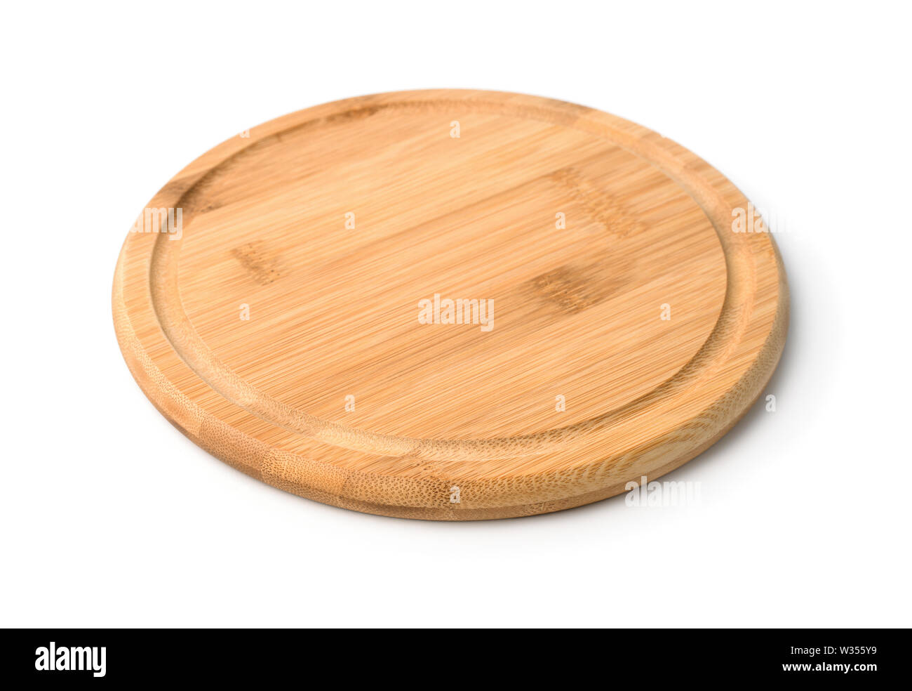 Round tagliere di legno isolata sulla Pentecoste Foto Stock