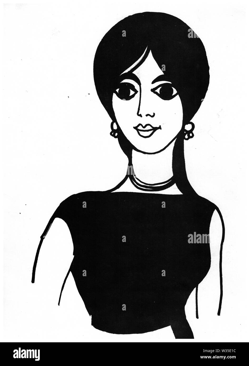 Dai capelli scuri donna. Foto utilizzata dai formatori durante i corsi di alfabetizzazione, Lione, Francia Foto Stock