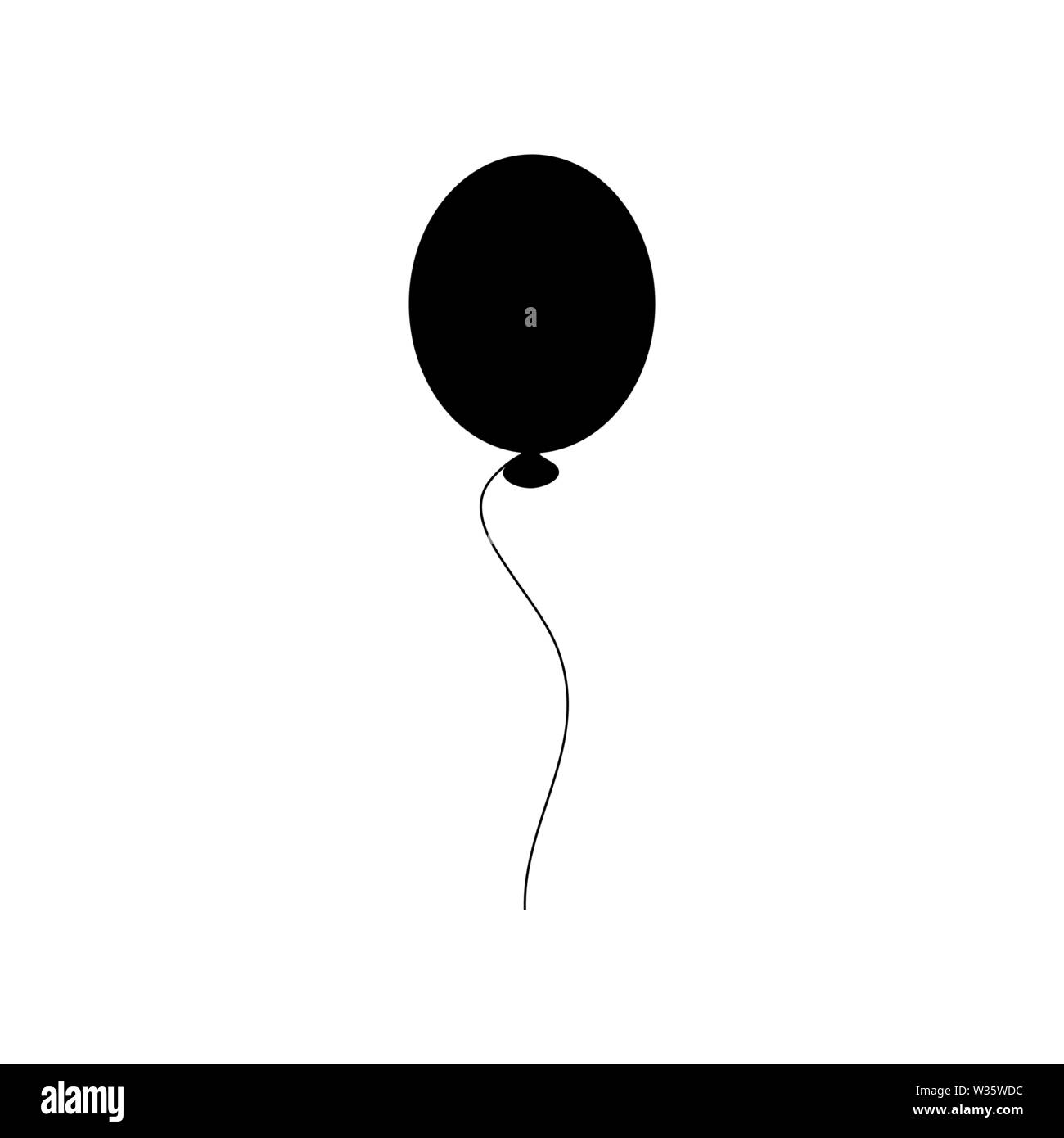 Silhouette palloncino illustrazione cartoon isolati su sfondo bianco Illustrazione Vettoriale