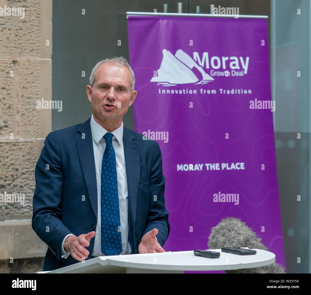 11 luglio 2019. Alexander Graham Bell Centre, Moray College UHI, Moray Street, Elgin, IV30 1JJ. Questo è l'annuncio del Moray trattativa di crescita a Mora Foto Stock