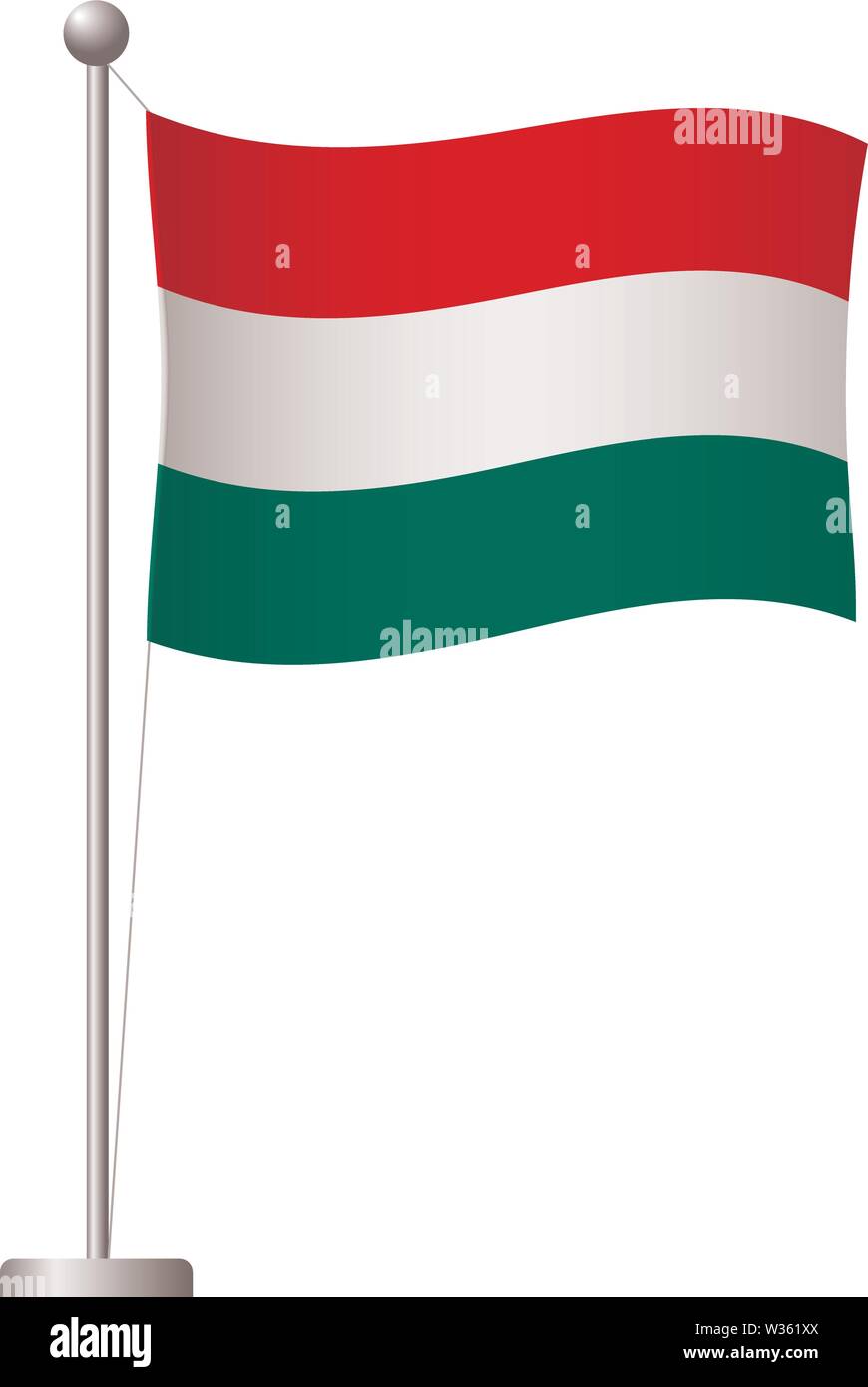 Ungheria bandiera sul polo. Pennone di metallo. Bandiera nazionale di Ungheria illustrazione vettoriale Illustrazione Vettoriale