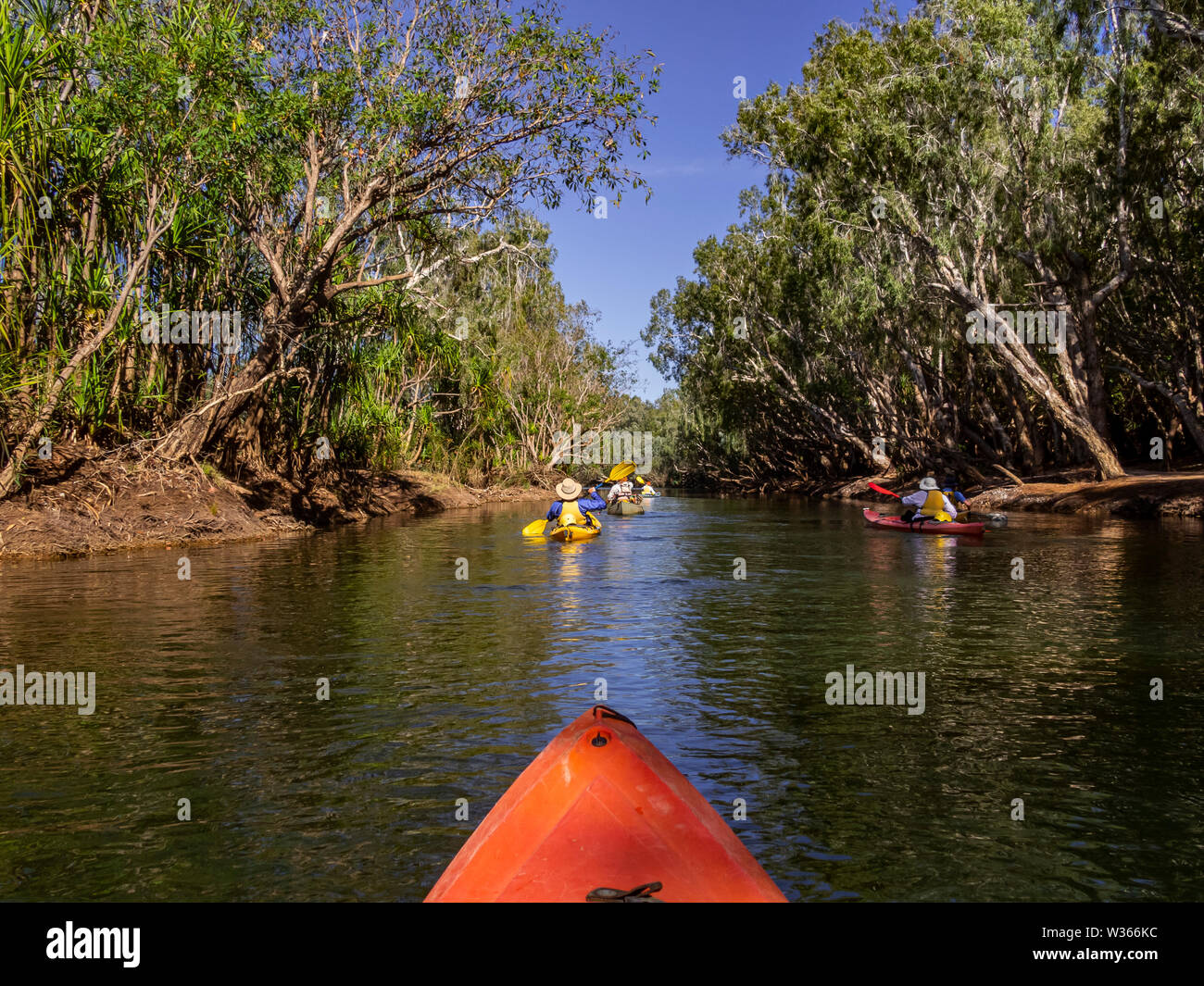 Avventura tour in kayak sul fiume Katherine, Territori del Nord, Australia Foto Stock