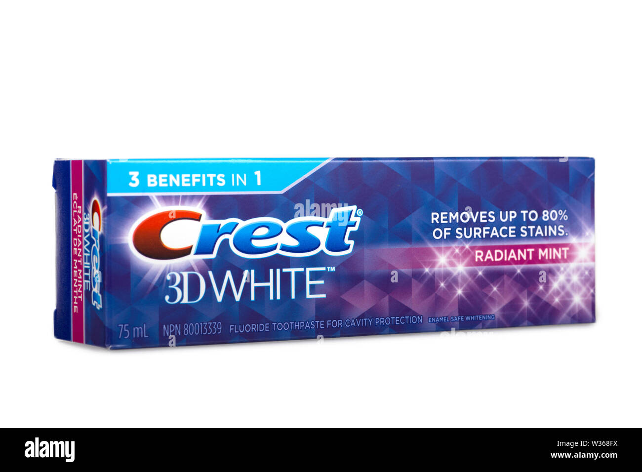 Crest Toothpase, 3D bianco, tubo, casella Foto Stock
