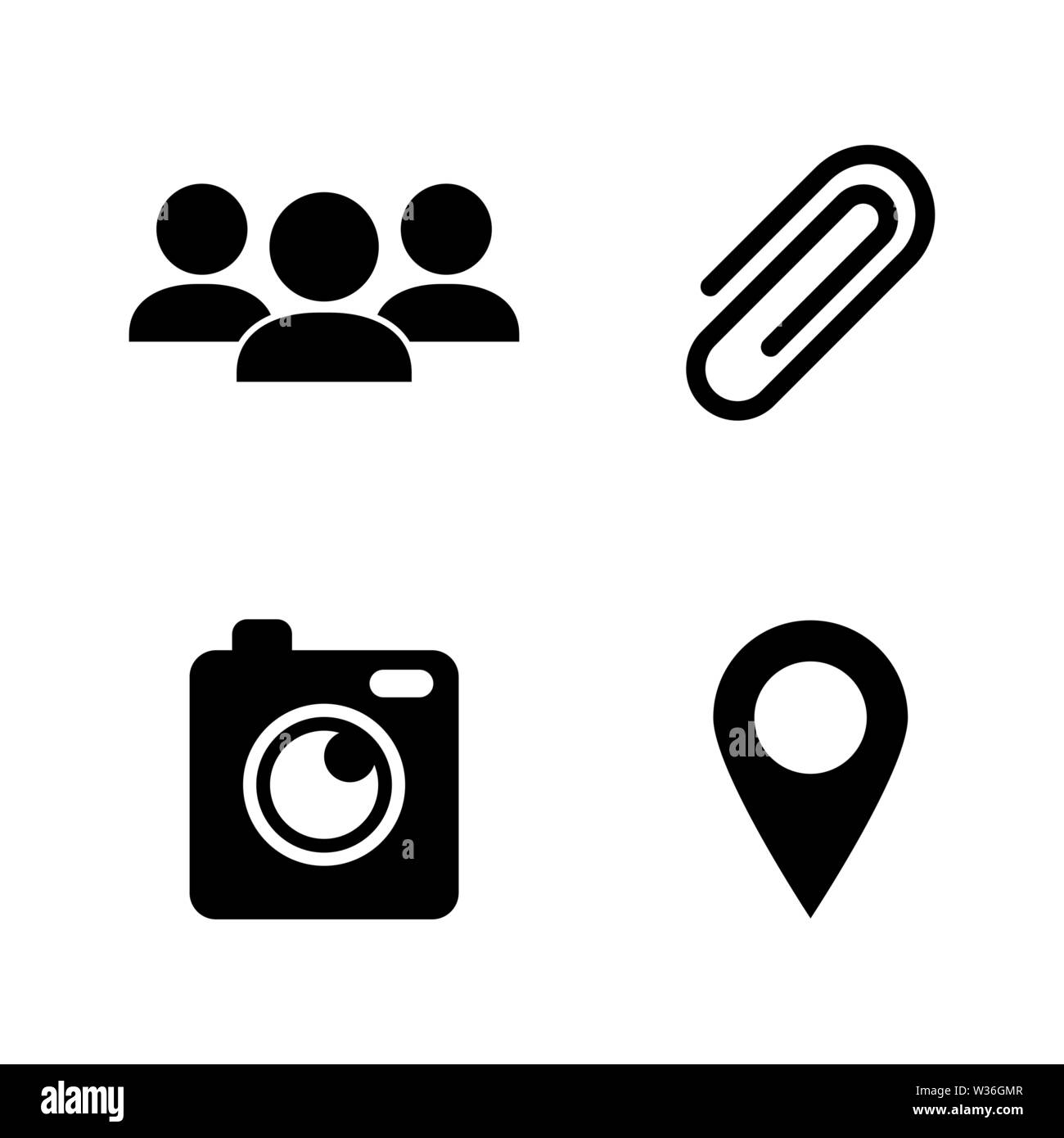 Comunicazione Chat. Semplice vettore relativi set di icone per i video, applicazioni mobili e siti Web, stampare progetti e il vostro design. Piatto nero illustrazione a Pentecoste Illustrazione Vettoriale