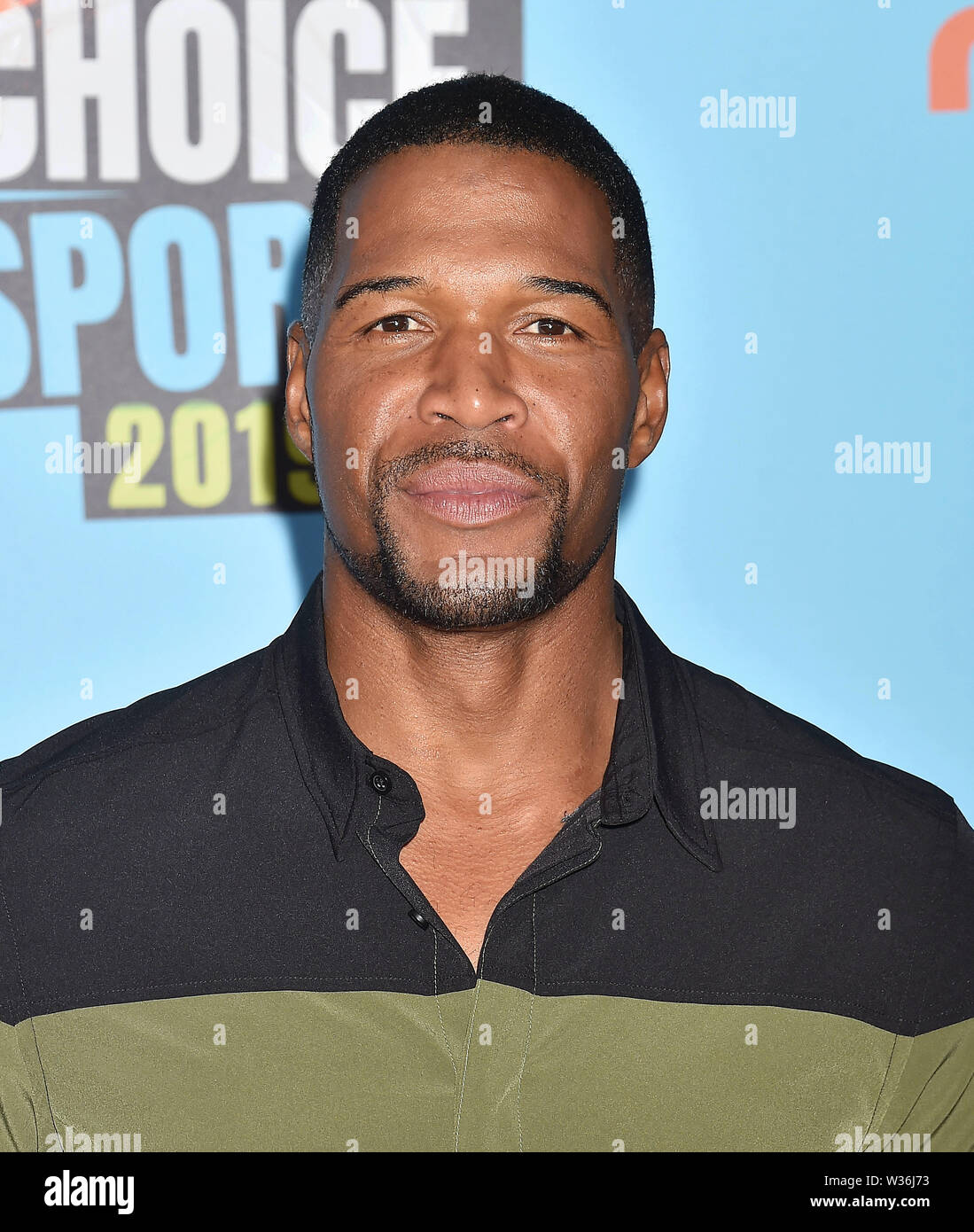 SANTA MONICA, CA - 11 Luglio: Michael Strahan assiste Nickelodeon Kids' scelta Sport 2019 a Barker Hangar sulla luglio 11, 2019 in Santa Monica, California. Foto Stock