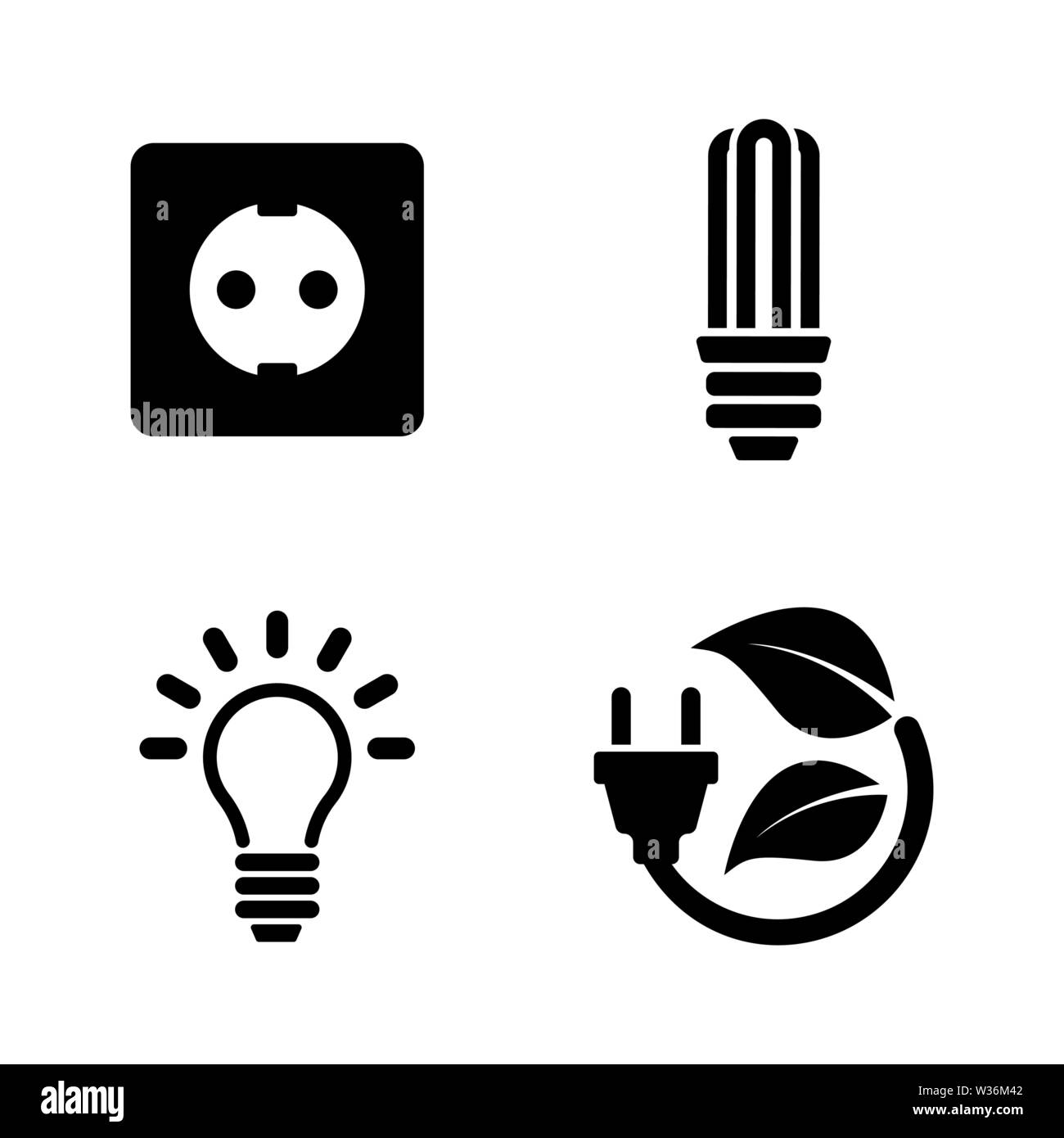 Elettricità. Semplice vettore relativi set di icone per i video, applicazioni mobili e siti Web, stampare progetti e il vostro design. Icona di elettricità piatto nero illustrati Illustrazione Vettoriale