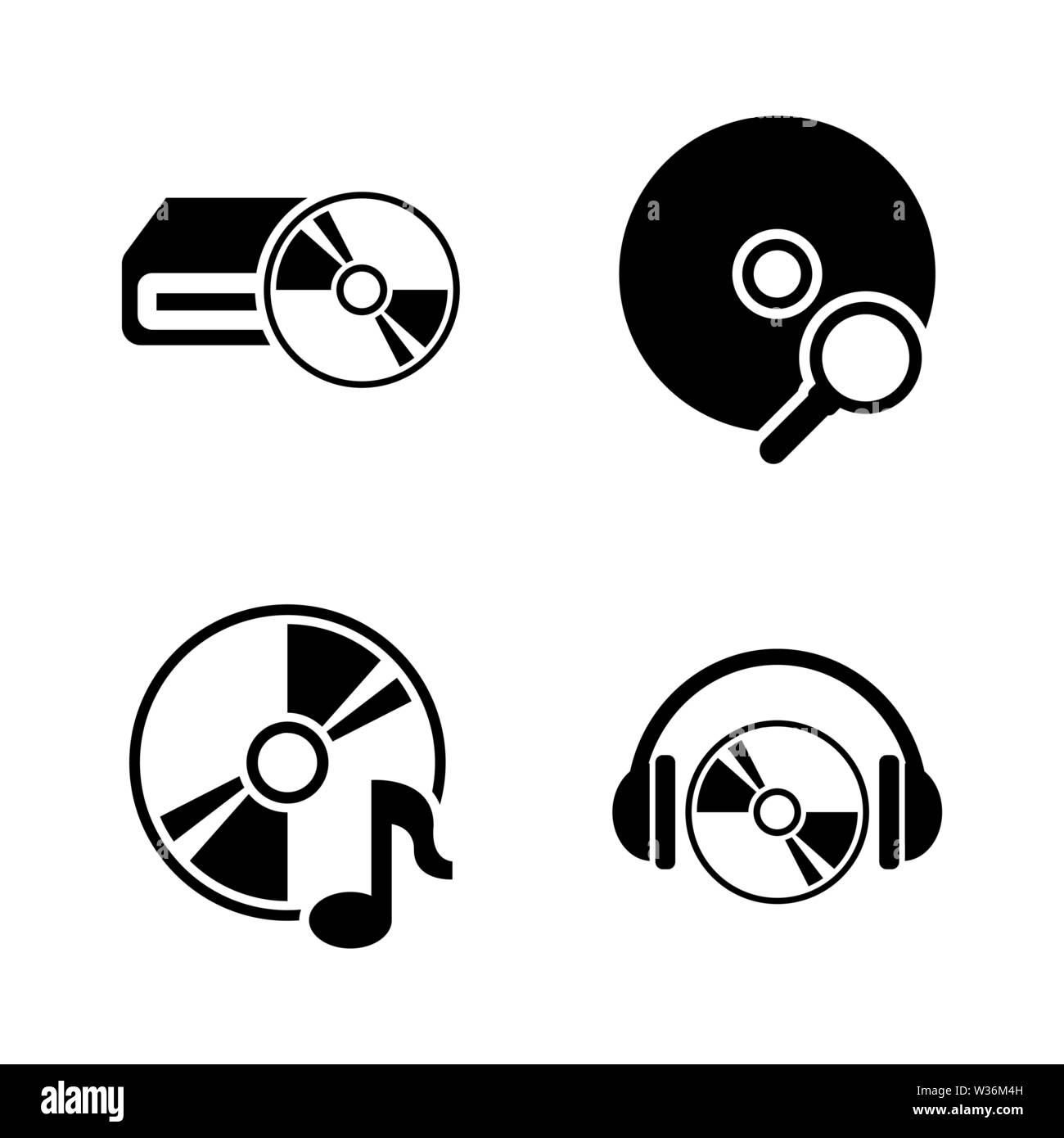 Musical disco compatto. Semplice vettore relativi set di icone per i video, applicazioni mobili e siti Web, stampare progetti e il vostro design. Musical compatto icona disco Bla Illustrazione Vettoriale