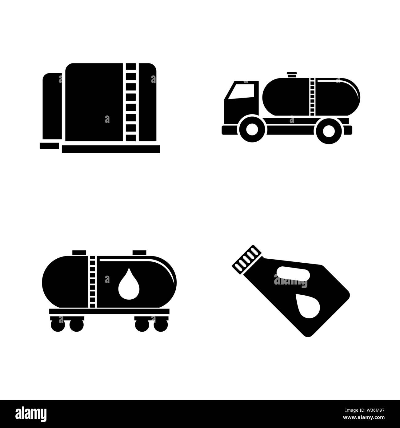 Industria petrolifera. Semplice vettore relativi set di icone per i video, applicazioni mobili e siti Web, stampare progetti e il vostro design. Industria Petrolifera icona piatto nero illustra Illustrazione Vettoriale