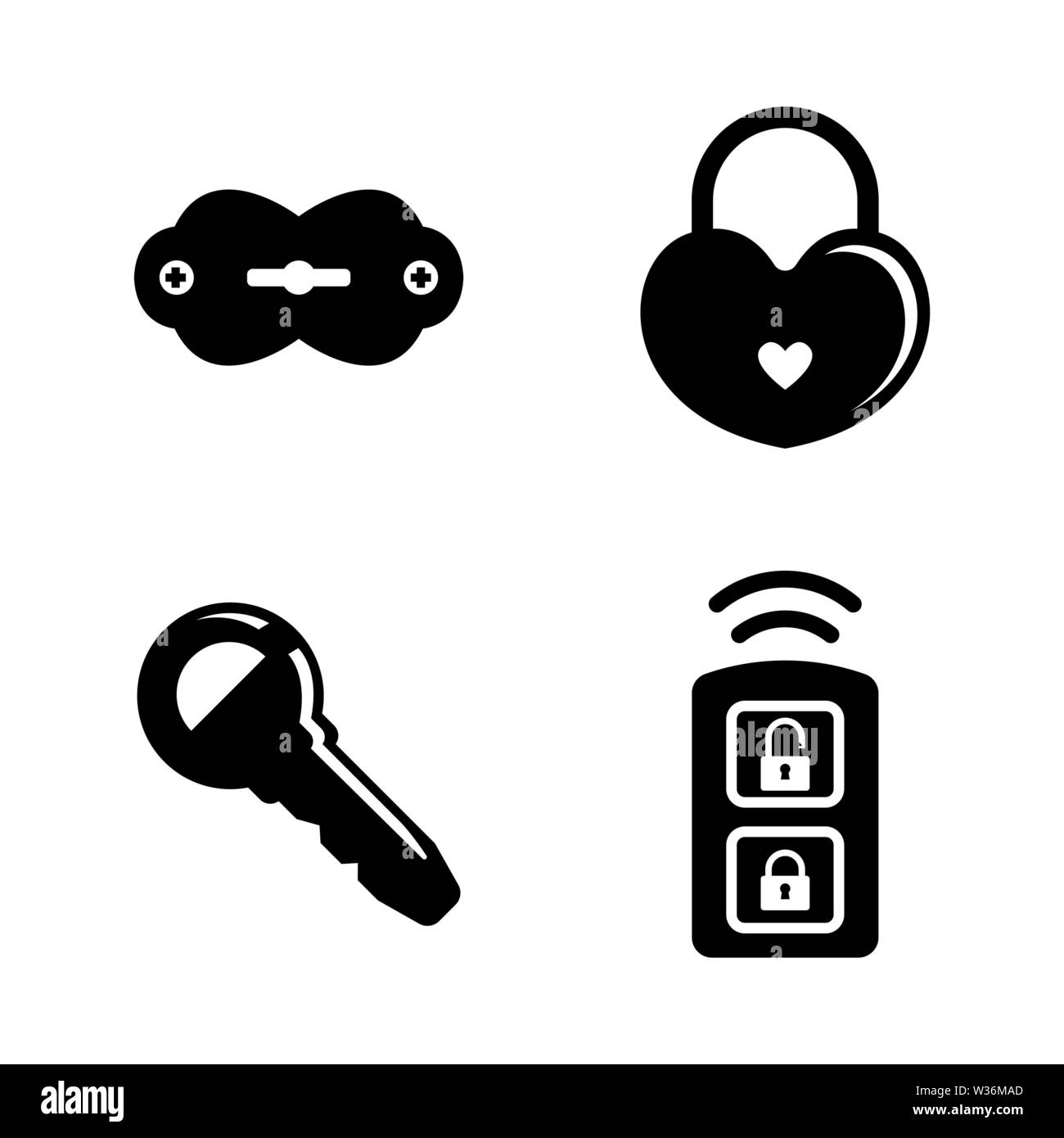 Le chiavi di protezione serratura. Semplice vettore relativi set di icone per i video, applicazioni mobili e siti Web, stampare progetti e il vostro design. Chiavi di sicurezza, icona del blocco nero Illustrazione Vettoriale