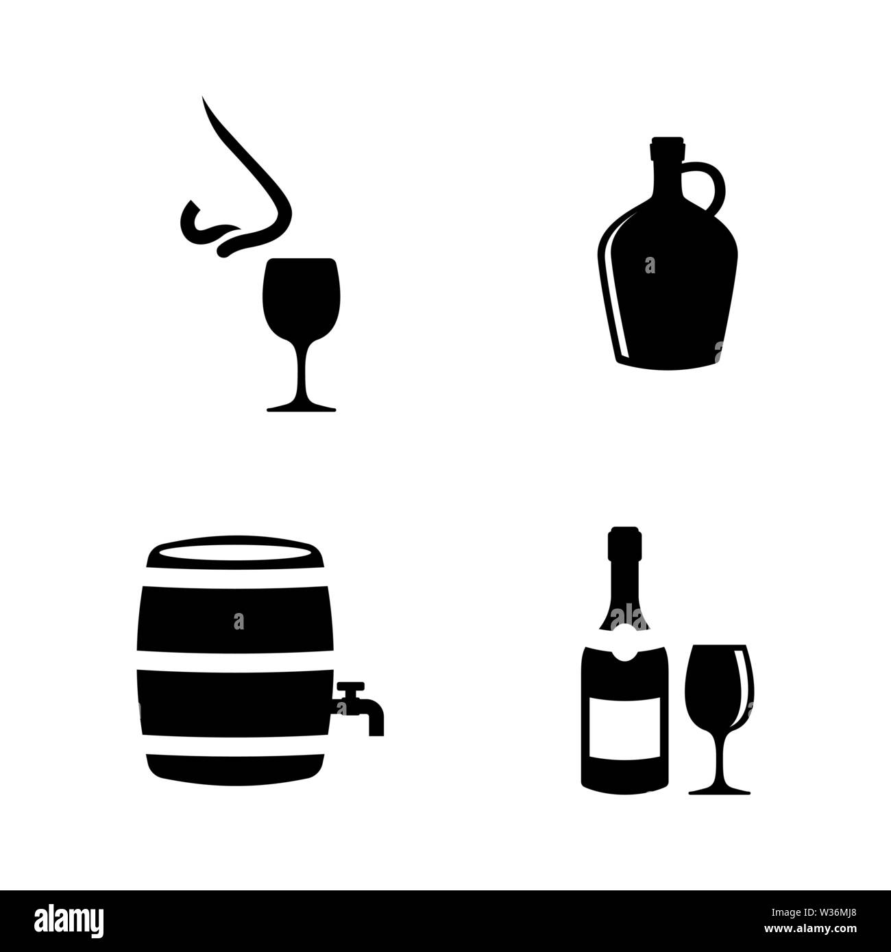 La produzione del vino, Sommelier. Semplice vettore relativi set di icone per i video, applicazioni mobili e siti Web, stampare progetti e il vostro design. Vinificazione, icona di sommelier Illustrazione Vettoriale