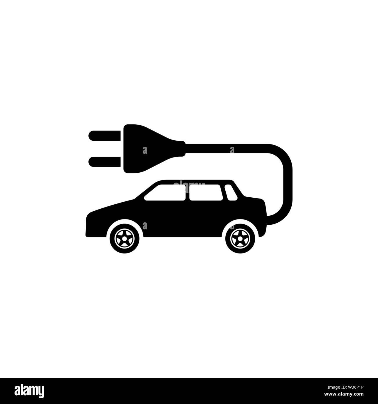 Electro auto. Piatto icona Vettore. Semplice simbolo nero su sfondo bianco Illustrazione Vettoriale