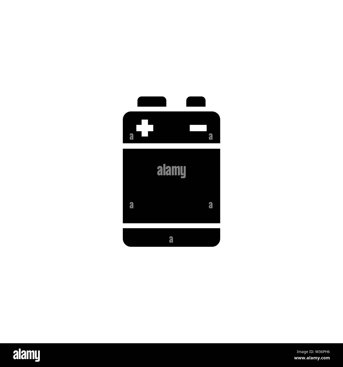 La batteria alcalina. Piatto icona Vettore. Semplice simbolo nero su sfondo bianco Illustrazione Vettoriale