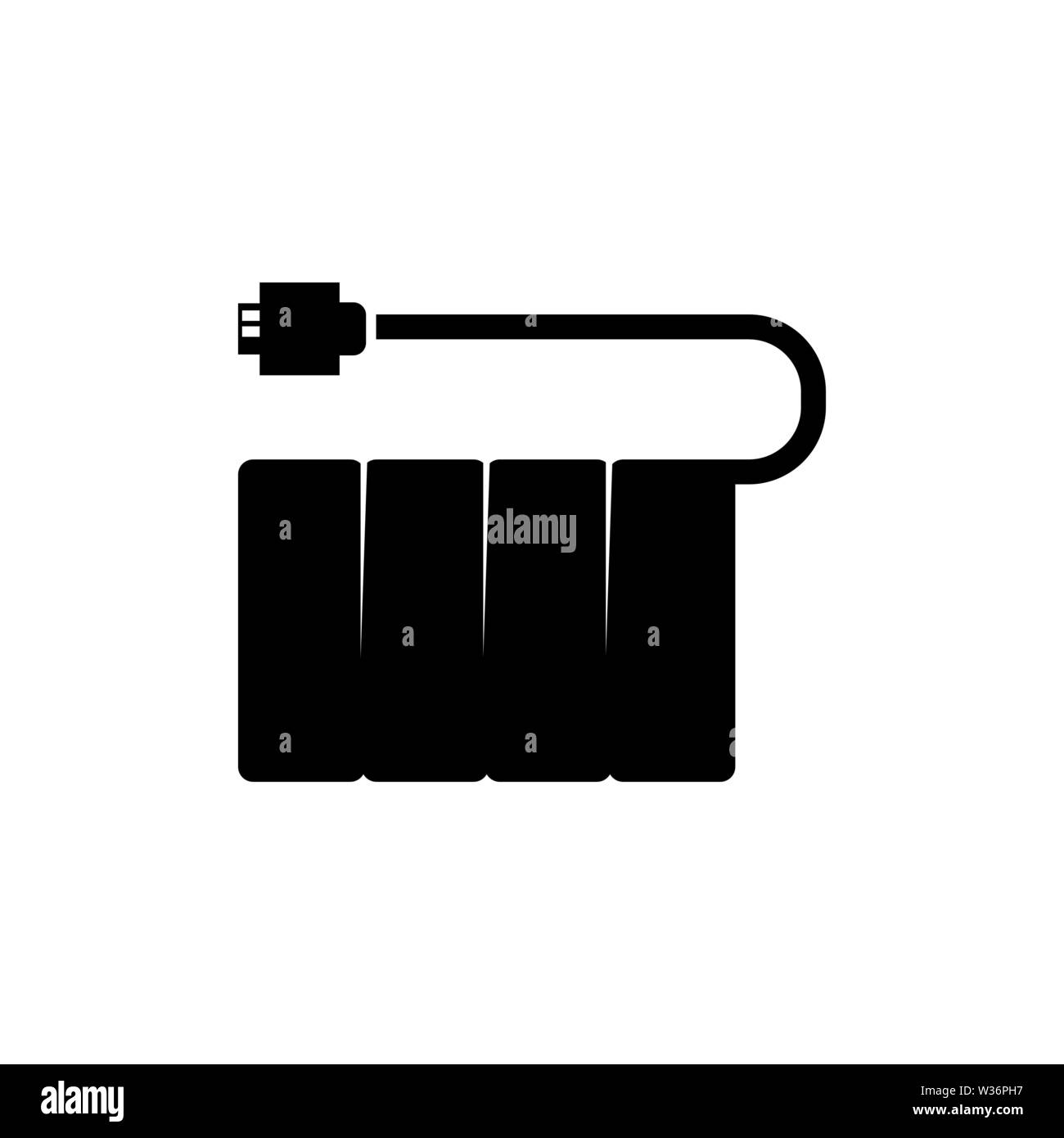 Accumulatore di UPS. Gruppo di continuità. Piatto icona Vettore. Semplice simbolo nero su sfondo bianco Illustrazione Vettoriale