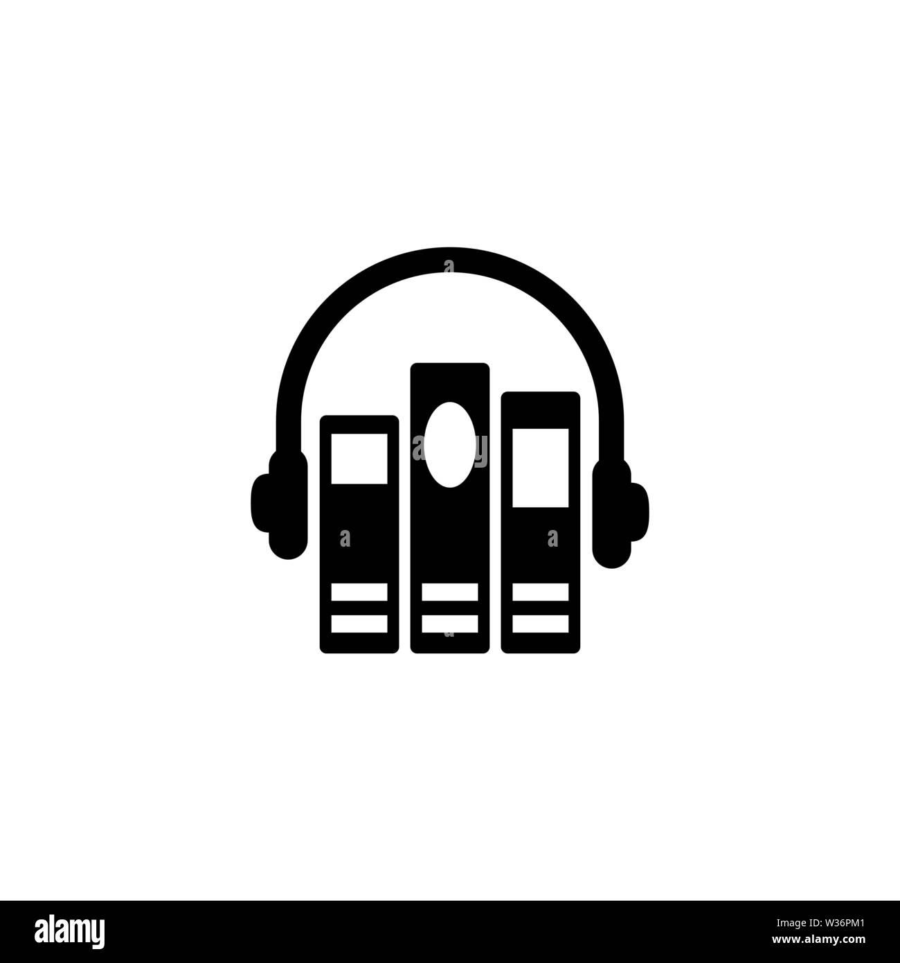 Libreria audio. Piatto icona Vettore. Semplice simbolo nero su sfondo bianco Illustrazione Vettoriale