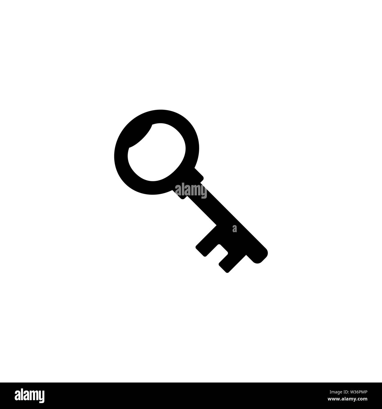 Chiave vintage. Piatto icona Vettore. Semplice simbolo nero su sfondo bianco Illustrazione Vettoriale