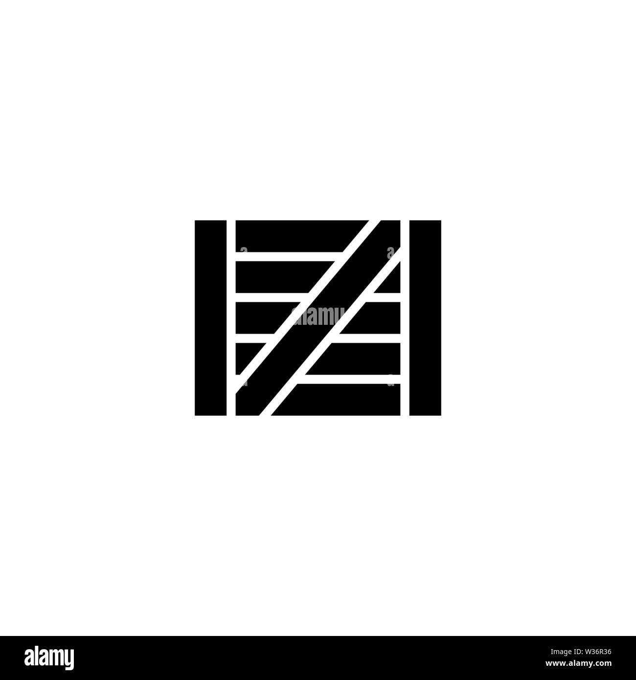 Scatola di legno. Piatto icona Vettore illustrazione. Semplice simbolo nero su sfondo bianco. Scatola di legno segno del modello di progettazione per il web e mobile elemento di interfaccia utente Illustrazione Vettoriale