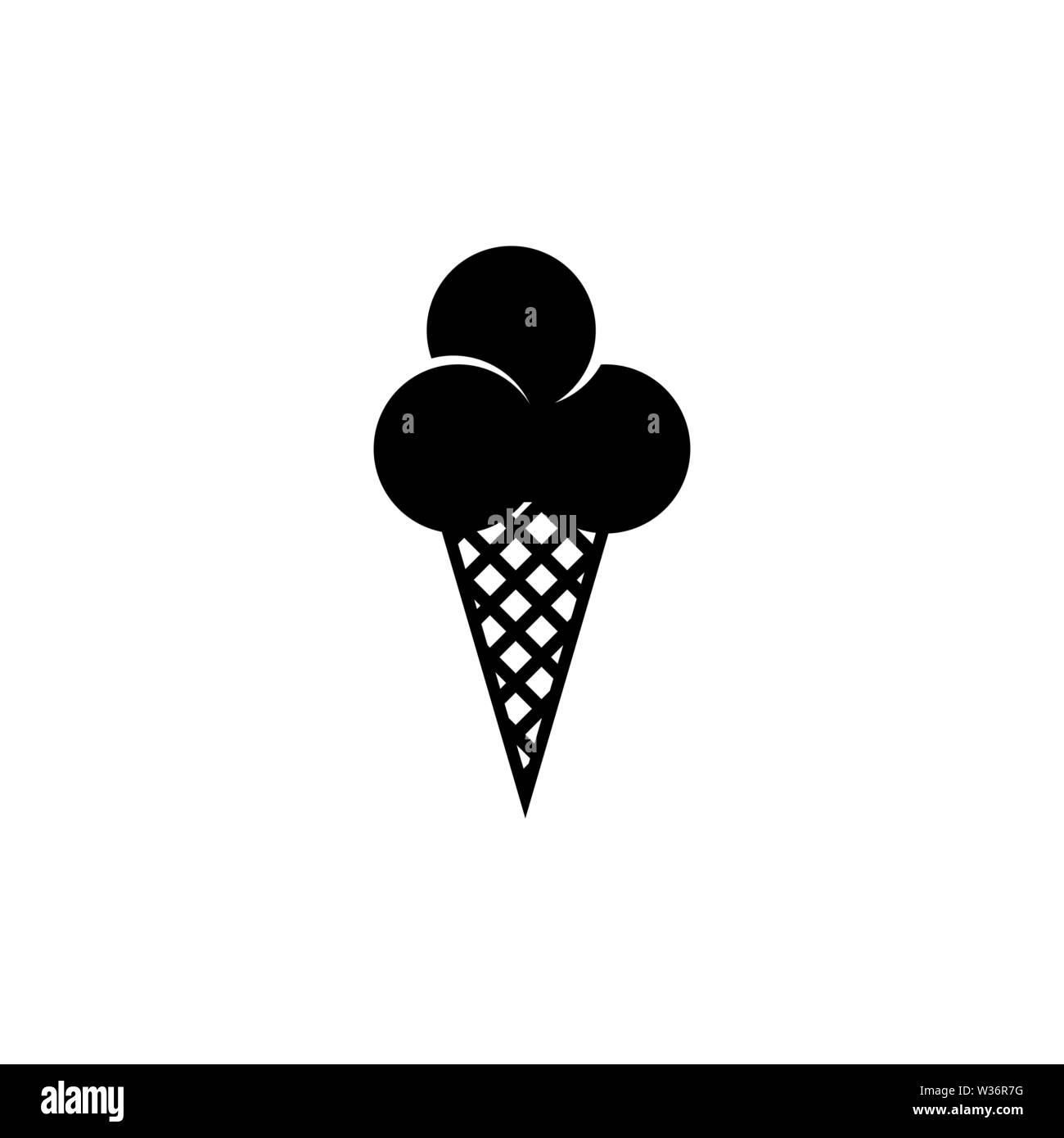 Cono gelato. Piatto icona Vettore illustrazione. Semplice simbolo nero su sfondo bianco. Cono gelato segno del modello di progettazione per il web e mobile UI elem Illustrazione Vettoriale