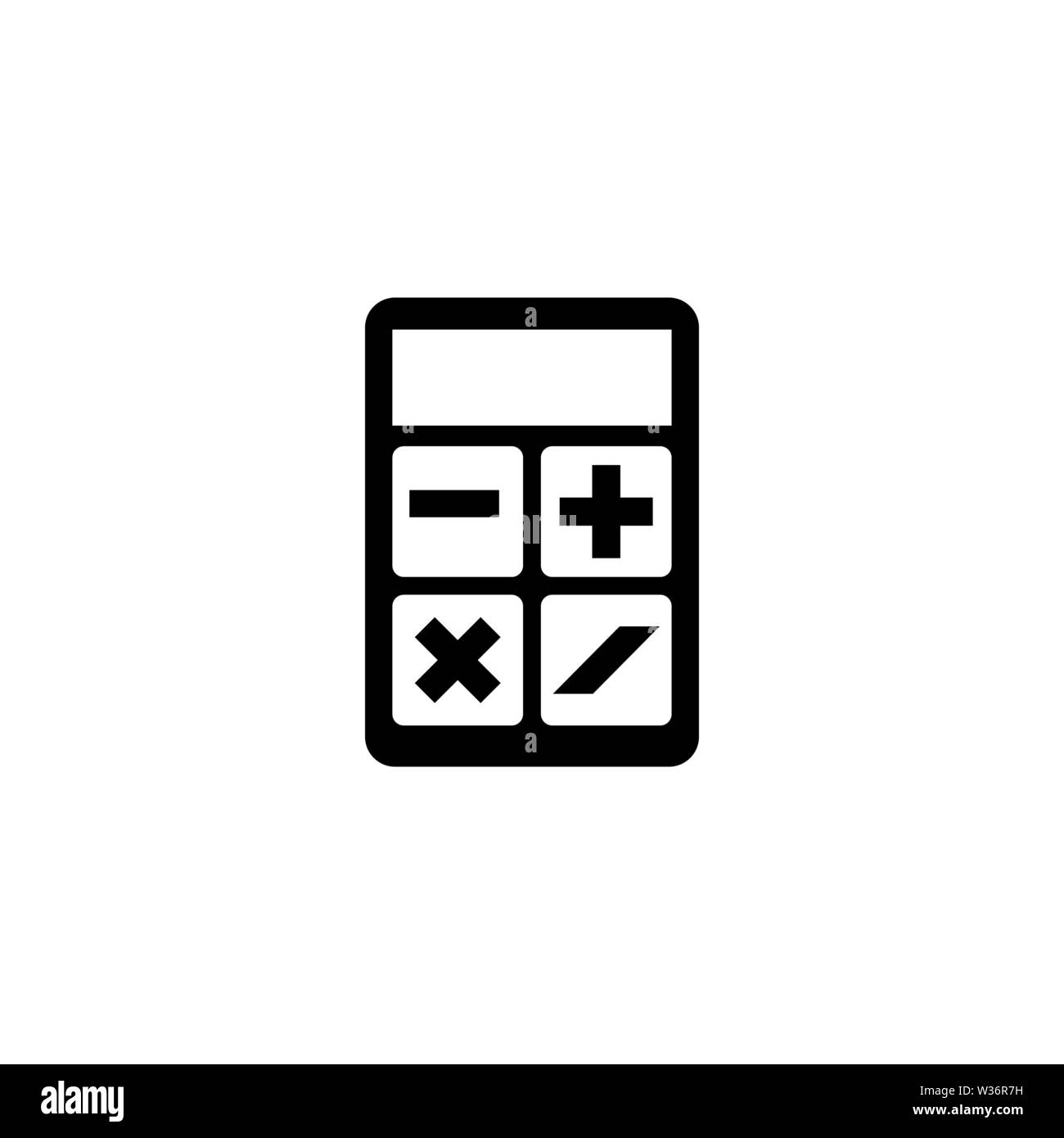 Calcolatrice. Piatto icona Vettore illustrazione. Semplice simbolo nero su sfondo bianco. Calcolatrice segno del modello di progettazione per il web e mobile elemento di interfaccia utente Illustrazione Vettoriale