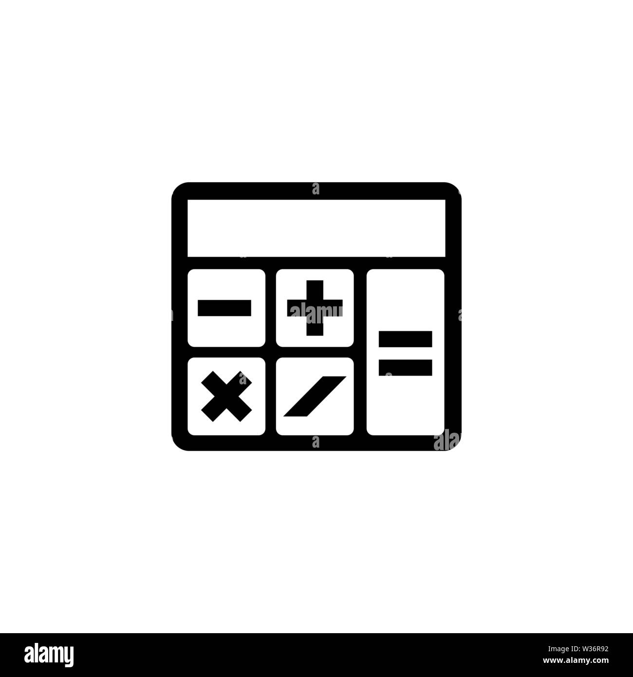 Calcolatrice matematica. Piatto icona Vettore illustrazione. Semplice simbolo nero su sfondo bianco. Calcolatrice matematica segno del modello di progettazione per il web Illustrazione Vettoriale