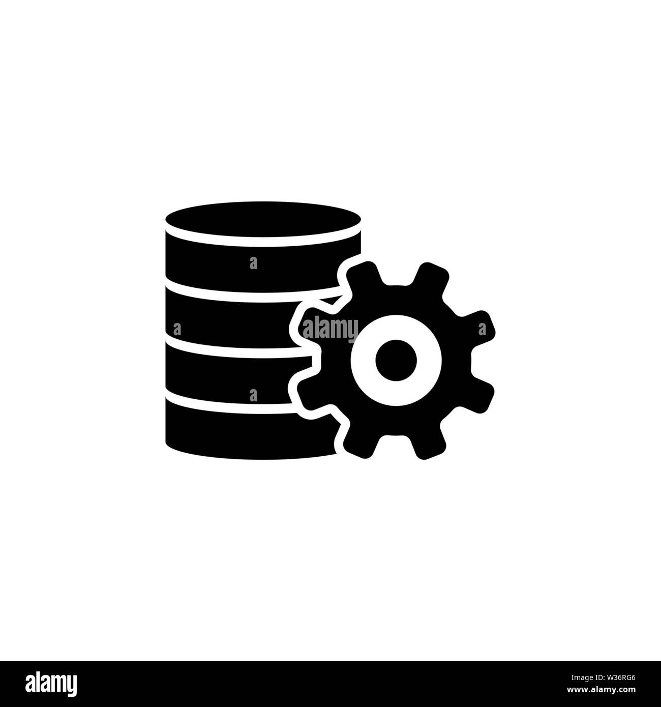 Centro di database, i dati delle impostazioni del server. Piatto icona Vettore illustrazione. Semplice simbolo nero su sfondo bianco. Centro di database, dati Impostazioni Server s Illustrazione Vettoriale