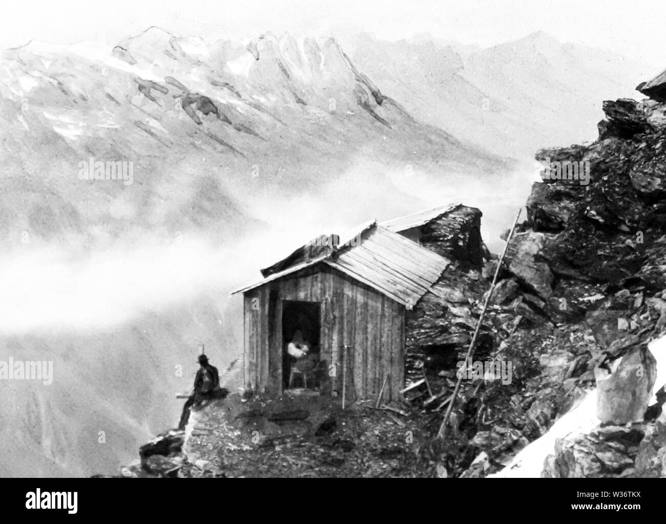 Grand Mulet cabina, Mont Blanc Foto Stock