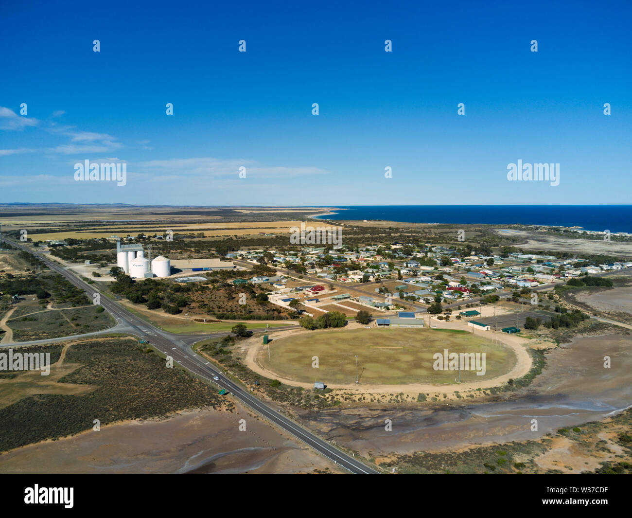 Antenna di sport campo da gioco di forma ovale Arno Bay penisola di Eyre Sud Australlia Foto Stock