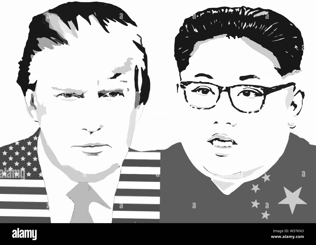 Trump e Kim Jong illustrazione delle Nazioni Unite. Vector Kim e Trump Illustrazione Vettoriale