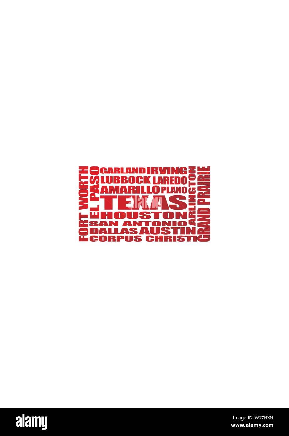 Texas State Lista città Illustrazione Vettoriale